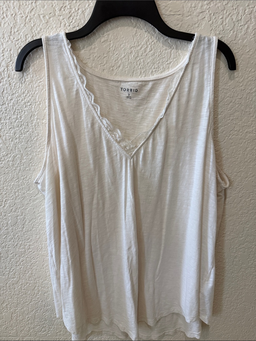torrid White V-Neck Lace-Trim Tank